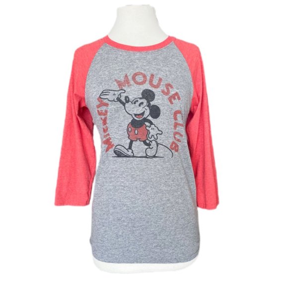 Disney Tops - NWOT Disney Parks Red/Gray Mickey Mouse Club Raglan Tee | Size Small